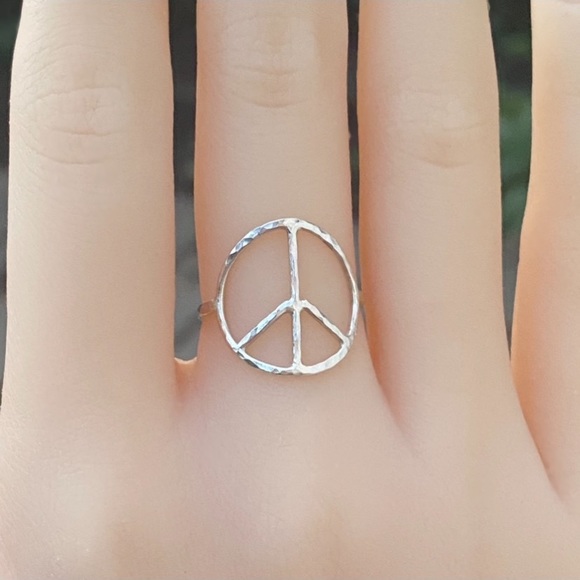 Sterling silver Peace sign ring, handmade ring, made to order - Picture 6 of 7